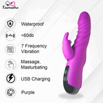 Load image into Gallery viewer, Waterproof purple rabbit vibrator with 7 speeds, USB charging, and <60db quiet operation