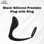 Load image into Gallery viewer, Kaamastra Black Silicone Prostate Plug with Ring – Premium adult toy for prostate stimulation
