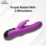 Load image into Gallery viewer, Purple rabbit vibrator with 3 stimulation points - clit, G-spot, and shaft massager
