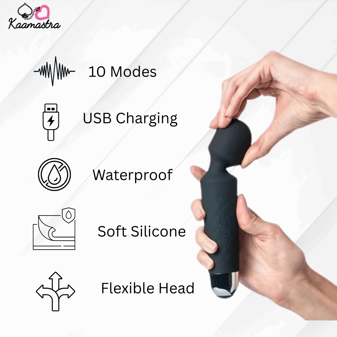 Kaamastra Black Wand Massager and Vibrator For Women