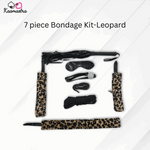 Load image into Gallery viewer, 7-piece bondage kit with leopard print design on a white background
